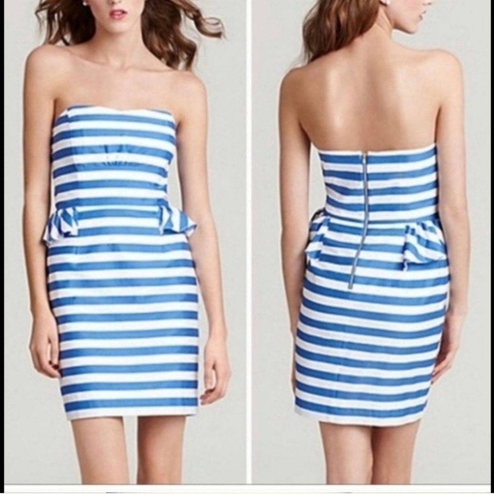 Lilly Pulitzer Peplum Strapless Mini Dress Maybell Swizzle Stripe size 6